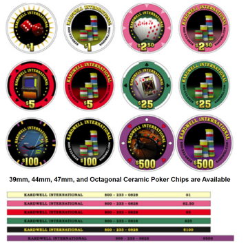 Custom Printed 39 mm Ceramic Poker Chips with Edge Printing